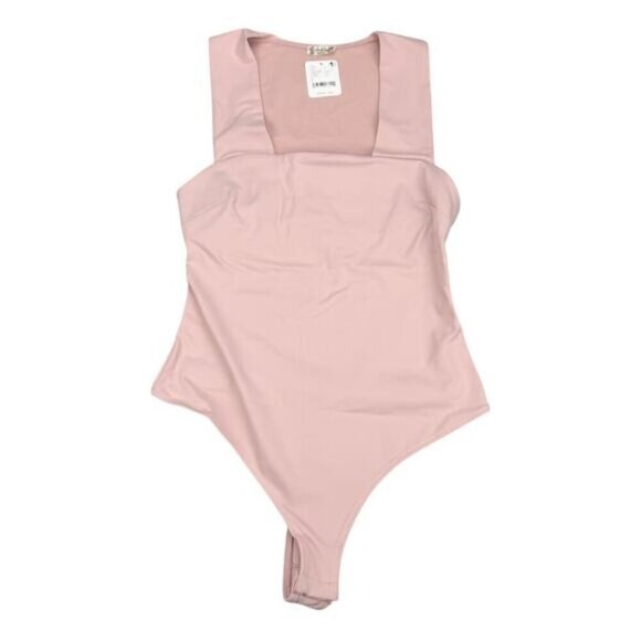 NWT FREE PEOPLE She's So Sleek Bodysuit Sz Small Silver Pink - Picture 5 of 7